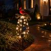 Easy Install Stake Lights Red Bird Solar Garden Light, Waterproof Landscape Lamp with Warm Glow, Ornaments for Lawn Flower Bed Outdoor Metal