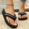 Fashion Women Flip Flops New Rivet Decor Clip Toe Slippers Women Casual Wedge Sandals Female Daily Anti Slip Med Heel Flat Slides Mujer