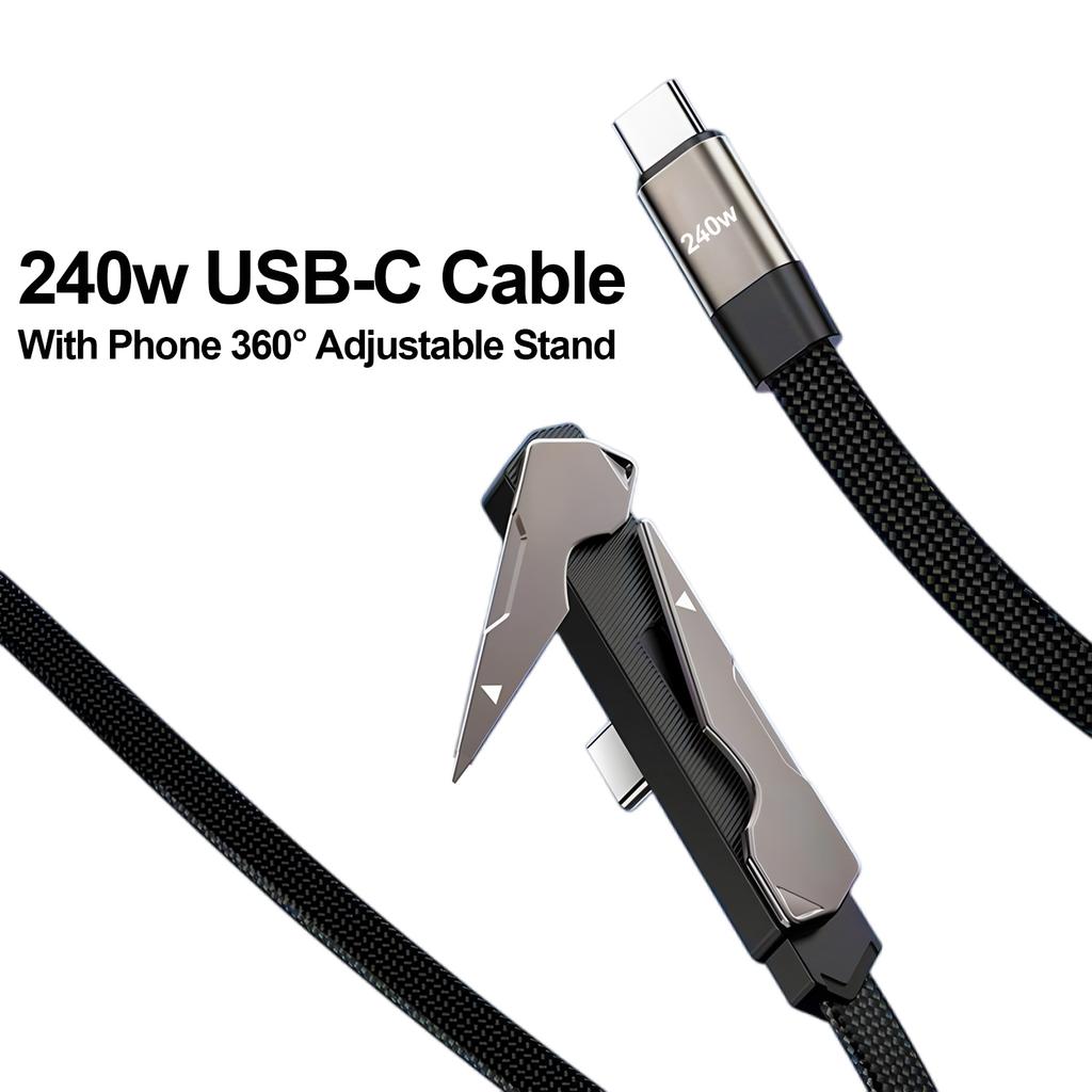 240W Invisible Holder Charger Cable Fast Charging Data Cable 2-in-1 Foldable Phone Holder Data Cable for iphone 17 For Android