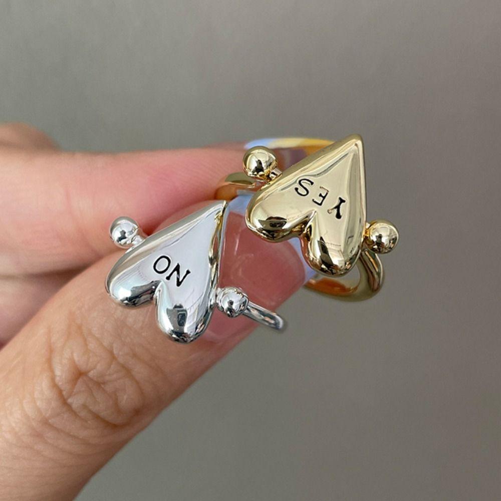 Glossy Surface Heart Ring Personality Vintage Jewelry Gift Fashion Finger Charm  For Women