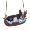 Garden Dog Statue Outdoor Resin Swing Ornament Hanging Decoration Home Bulldog Animal Gift Black