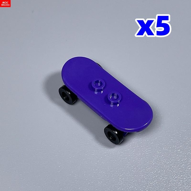 Non-Toxic 5Pcs/Lot Moc Bricks Player Skateboard With Trolley Wheel Holders Trolley Building Blocks Fit With 42511&2496 Toys Gifts