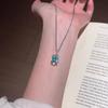 Premium blue love flash diamond ring necklace new light luxury fashion versatile index finger ring simple collarbone chain set