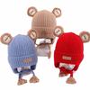 Cute Bear Design Toddler Beanie Cap Lacing Detail Kids Anti-cold Cap  Toddler Wear