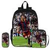 Mochila Estrella de Fútbol niño Mochila Deportiva Escolar Set de 3 Piezas Mochilas Bolsos de Hombro Bolsas para Lápices M-Messi Mochila Escolar Regalo para Niños