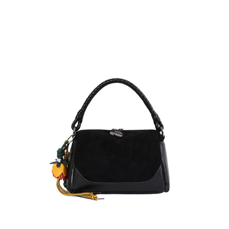 Retro Maillard Frosted Color Block Shoulder Bag - 2026 Early Autumn Women's Crossbody for Casual Commute