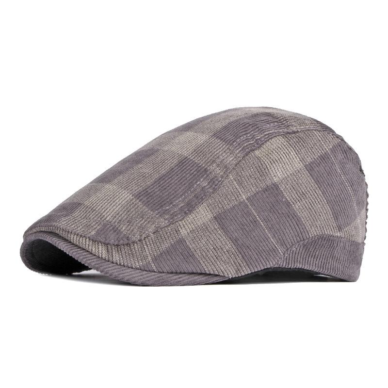 Vintage Beret Hat Men Cabbie Visor Women Corduroy Herringbone Peaked Ivy Cap Plaid Newsboy Flat Cap Duckbill Hat Bone Masculino