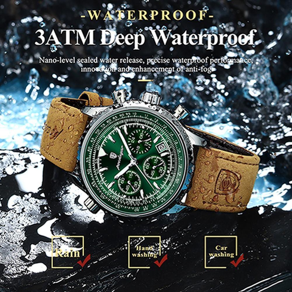 POEDAGAR Military Luxury Men Watch Date Chronograph Waterproof Luminous Top Man Wristwatch Leather Men's Quartz Watches