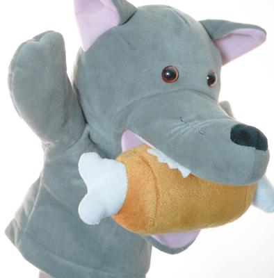 Wolfsfigur, Bauchrednerpuppe, Plüschtier (mit Fleisch)
