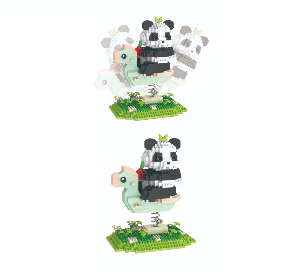 Nanobricks Lovely Cartoon Animal Micro Diamond Block Panda Swing Seesaw Rocking Horse Carousel Model Bricks Educational Toys
