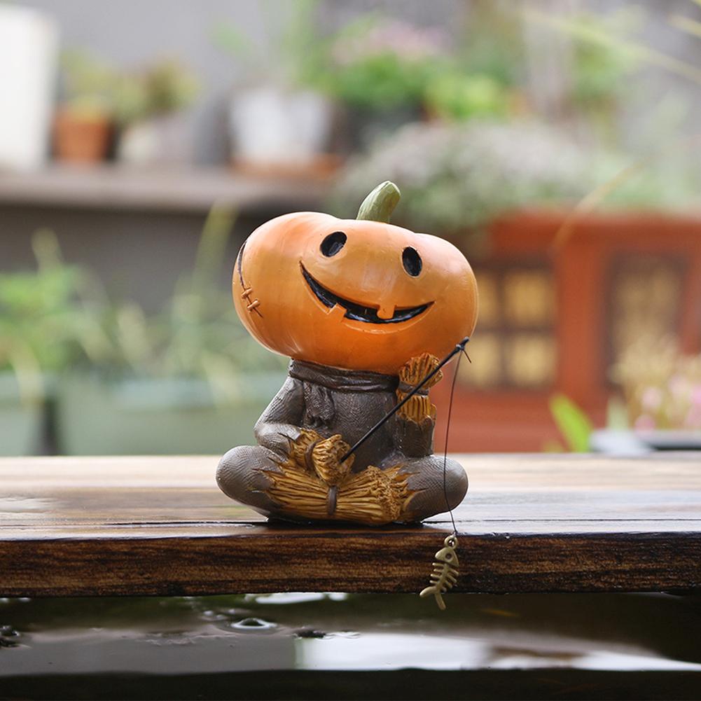 Pumpkins Scarecrows Fishing Figurine Personalized Office Desk Shelf Decoration For Halloween