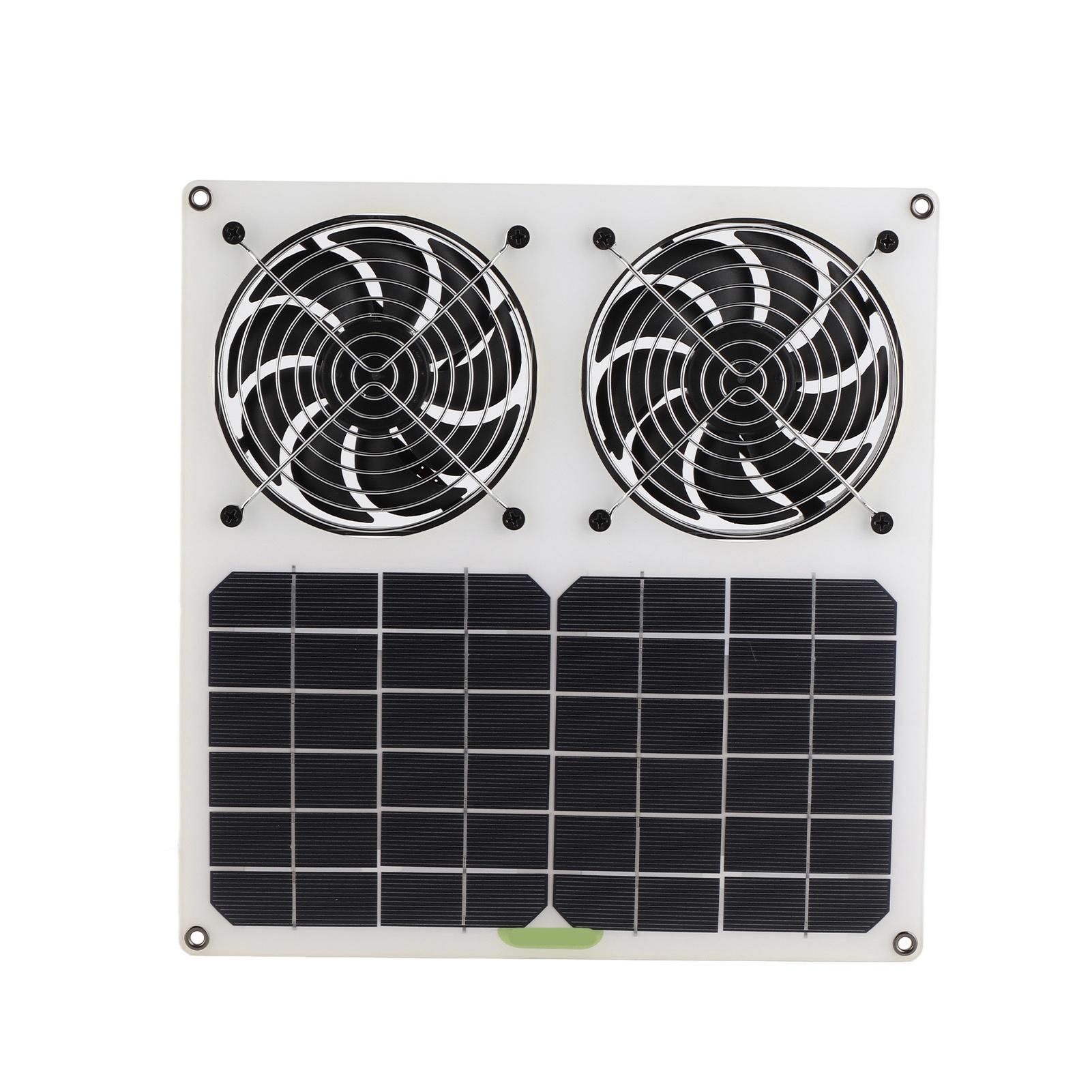 

Solar Panel Powered Fan 12inch Waterproof Dual Fan 100W Solar Exhaust Fan for Chicken House Greenhouse
