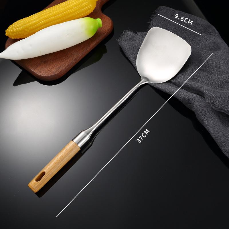

Stainless Steel Ladle Spatula Kitchenware Wooden Handle High-quality Stir Fry Shovel Household Kitchen Cooking Tools Supplies