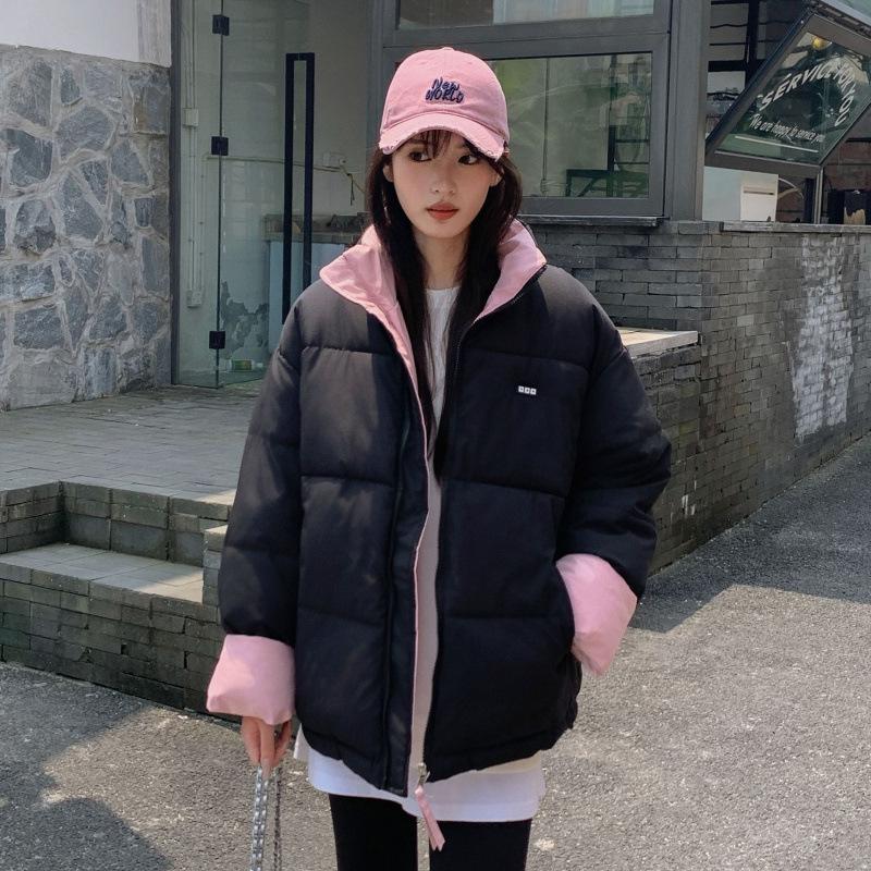 Women's Cotton-Padded College Style Jacket, 2024 Autumn/Winter Edition - Short, Loose, and Thickened in Candy Colors.