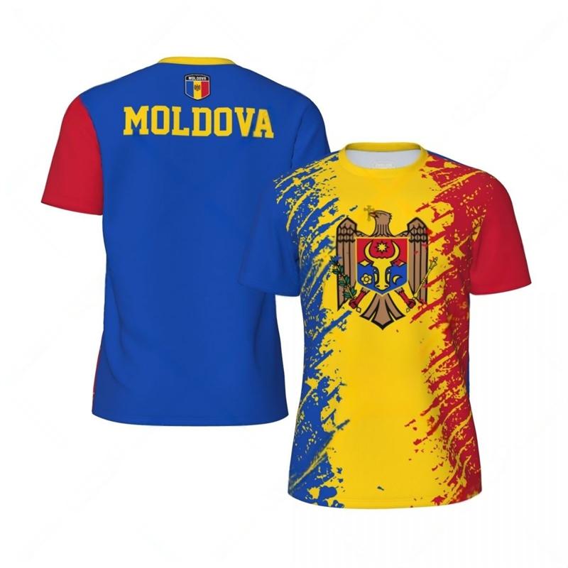 Fashion Moldova Flag Graphic Football T Shirts For Men Summer Trend 3D National Emblem Printed T-shirts Casual Oversized Tees