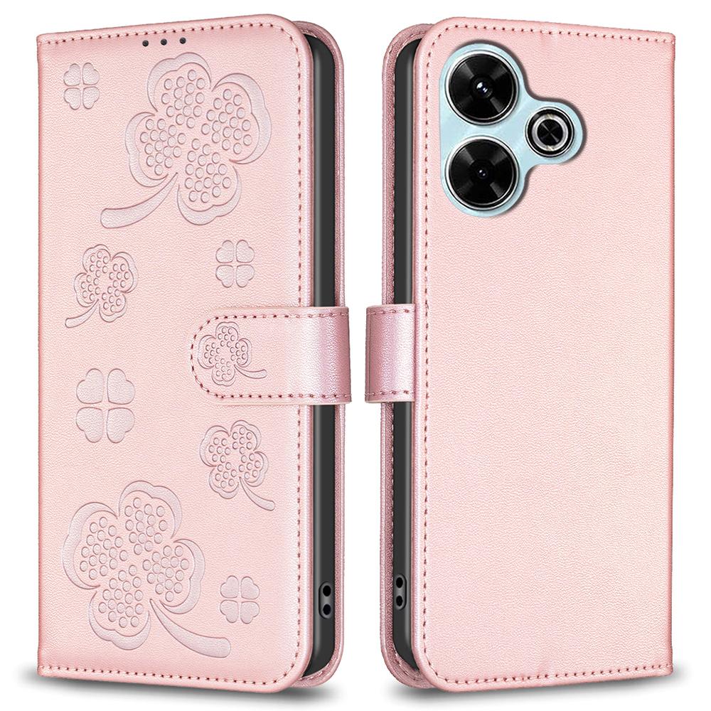 For Xiaomi Redmi 13 5G/13 4G/Poco M6 4G Case Wallet Leather Phone Cover Lucky Clover Imprinting
