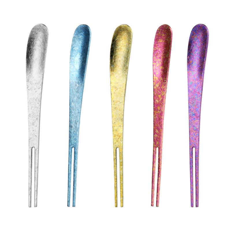 Food-Grade Titanium Fruit Fork - Elegant Ice Flower Design for Outdoor & Home Use