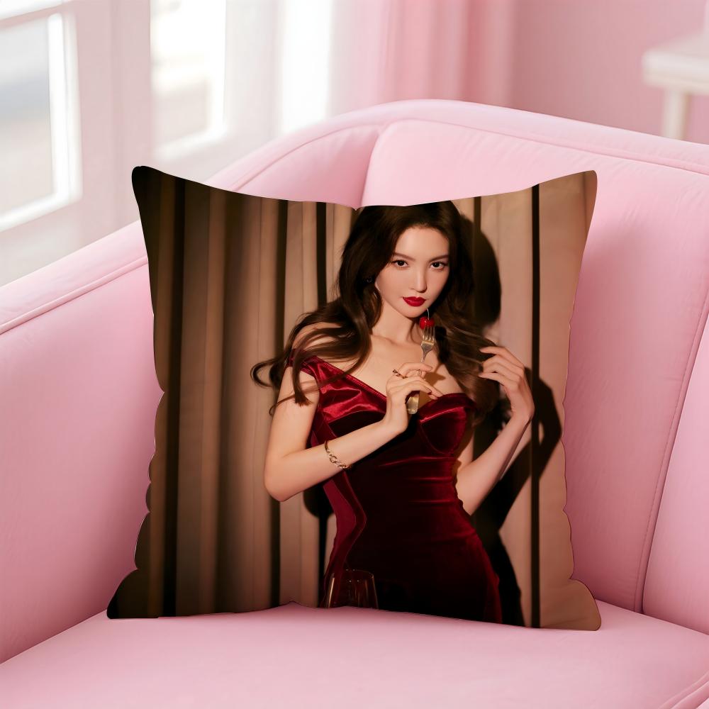 Popular Fashion Elegant Chinese Actress JJin Chen Cushion Cover Pillow Case Soft Friendly Fabric  Concealed Zipper