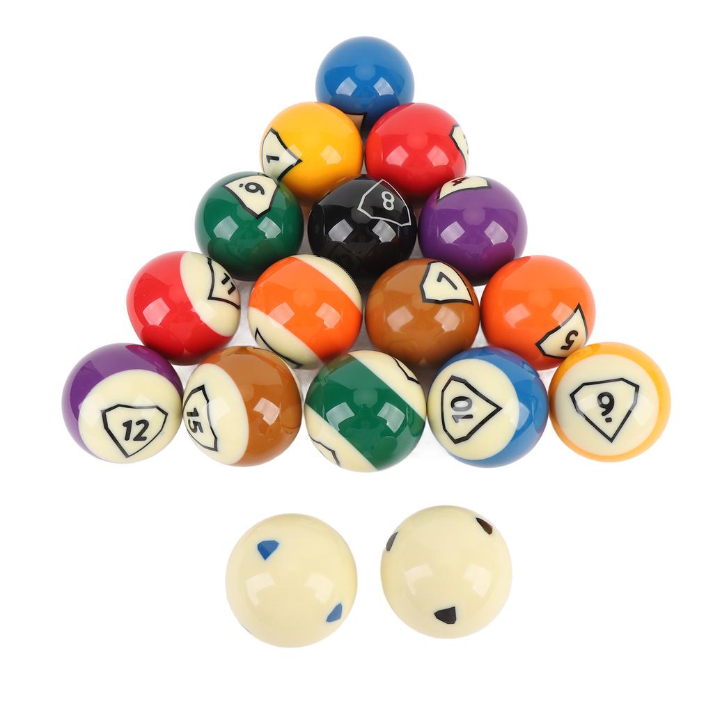 17 PCS Pool Balls Set Standard 16A 16 Colors 57.2mm Dia Resin Professional Billiard Table Balls for Home Entertainment