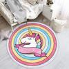 Enchanted Unicorn Floral Round Rug for Home Decor Magical Rainbow Playful Floor Mat for Kids Nursery Bedroom Fantasy Decor