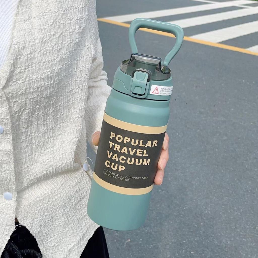 900ml Large Capacity Stainless Steel 304 Sport Thermos Mug With Straw Portable Vacuum Flask Travel Thermal Water Bottle Tumbler