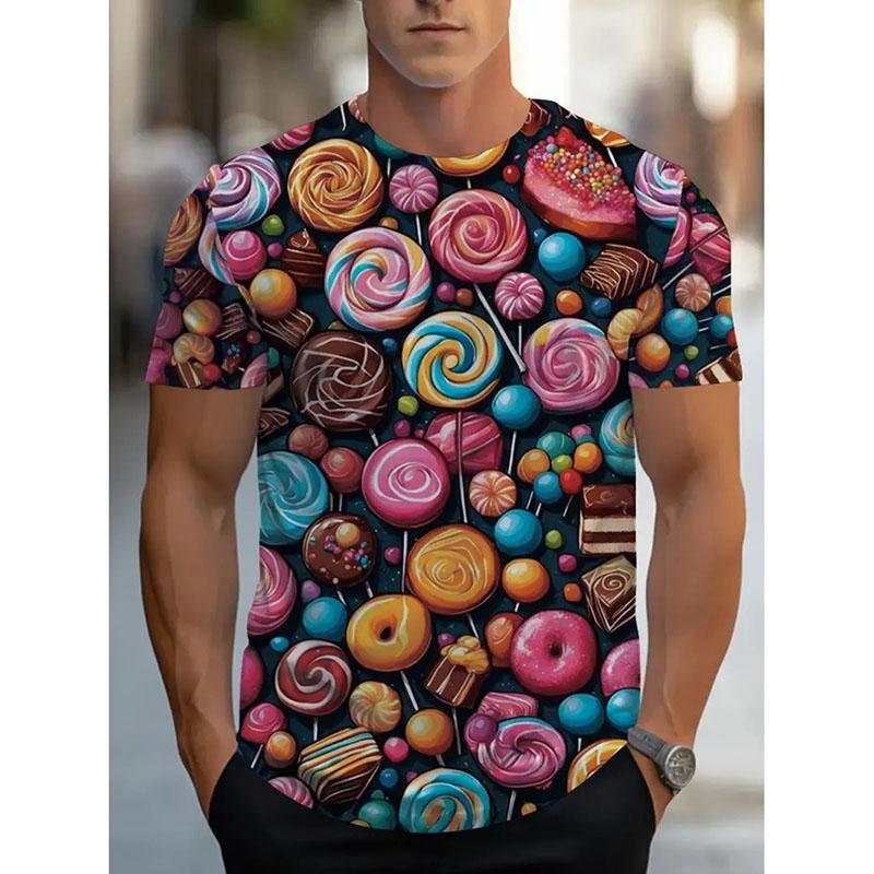 Sweet Ice Cream Colorful Print Graphic T-shirt Kid Casual Cute Candy Design Short Sleeve T Shirts Street Harajuku Trend New Tee