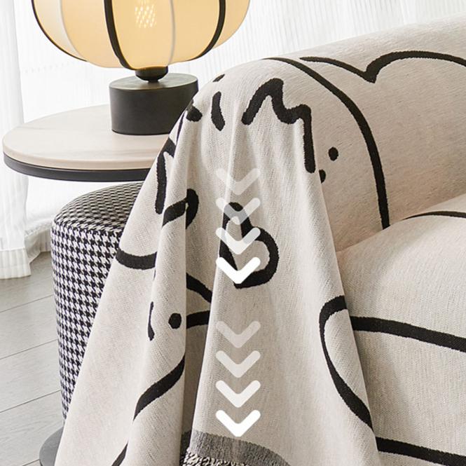 Chenille Sofa Throw Blanket - Non-Slip, Machine Washable, All-Season Couch Cover In Coffee Color with Tassel Detail - Ideal for Living Room, Bedroom