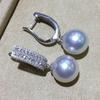 925 Sterling Silver Pearl Dangle Earrings for Women Luxury Paved Dazzling CZ Stone Aesthetic Bridal Wedding Jewelry Gift