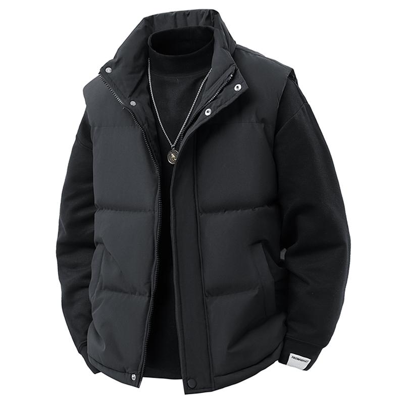 Pufferweste Herren Uni Lässig Warm Winterweste Jacke Winddicht Verdickt Weste Ärmellos Koreanische Mode Stehkragen Mäntel