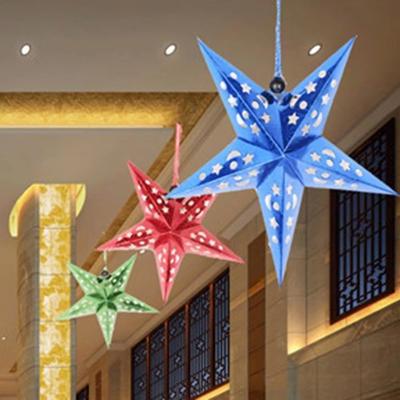45cm 3D Christmas Tree Lampshade Hanging Paper Five-Star Decorative Lampshade Pentagram Shape Ceiling Pendant