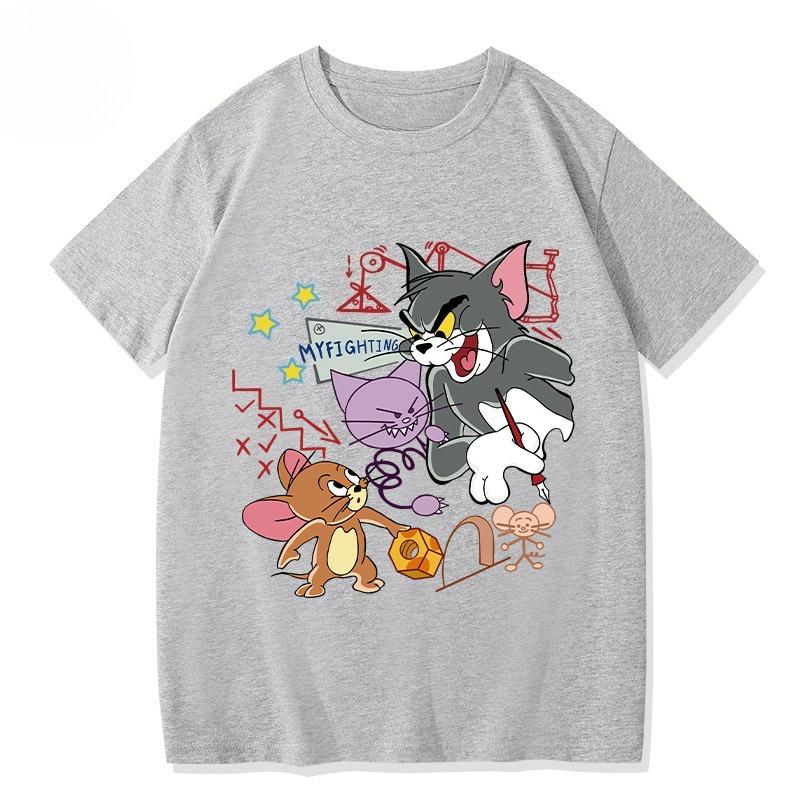 Miniso 2025 Summer New Tom and Jerry Printed Tshirt Is A Loose and Fashionable Couple Shortsleeved Top for Men and Women
