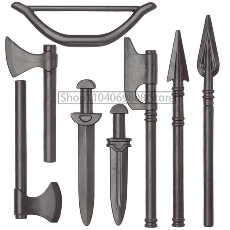 MOC Military Building Blocks Medieval Soldiers Knight Figures Weapons Accessories Witc Hat Helmet Shield Spear DIY Brick Toy T10