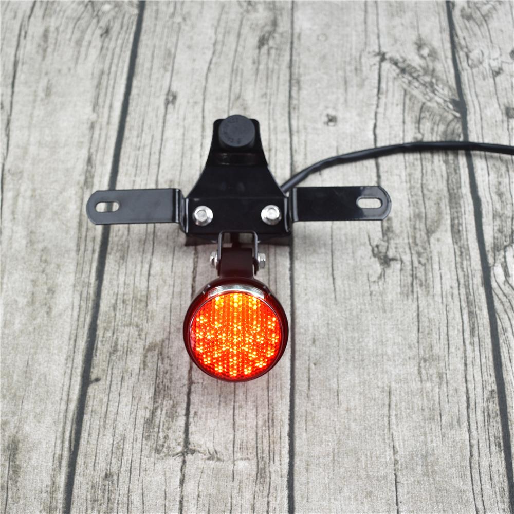 Retro Motorcycle LED Tail Light Aluminum Alloy Brake Lamp Modified Super Bright Rear Light with License Plate Lights EU