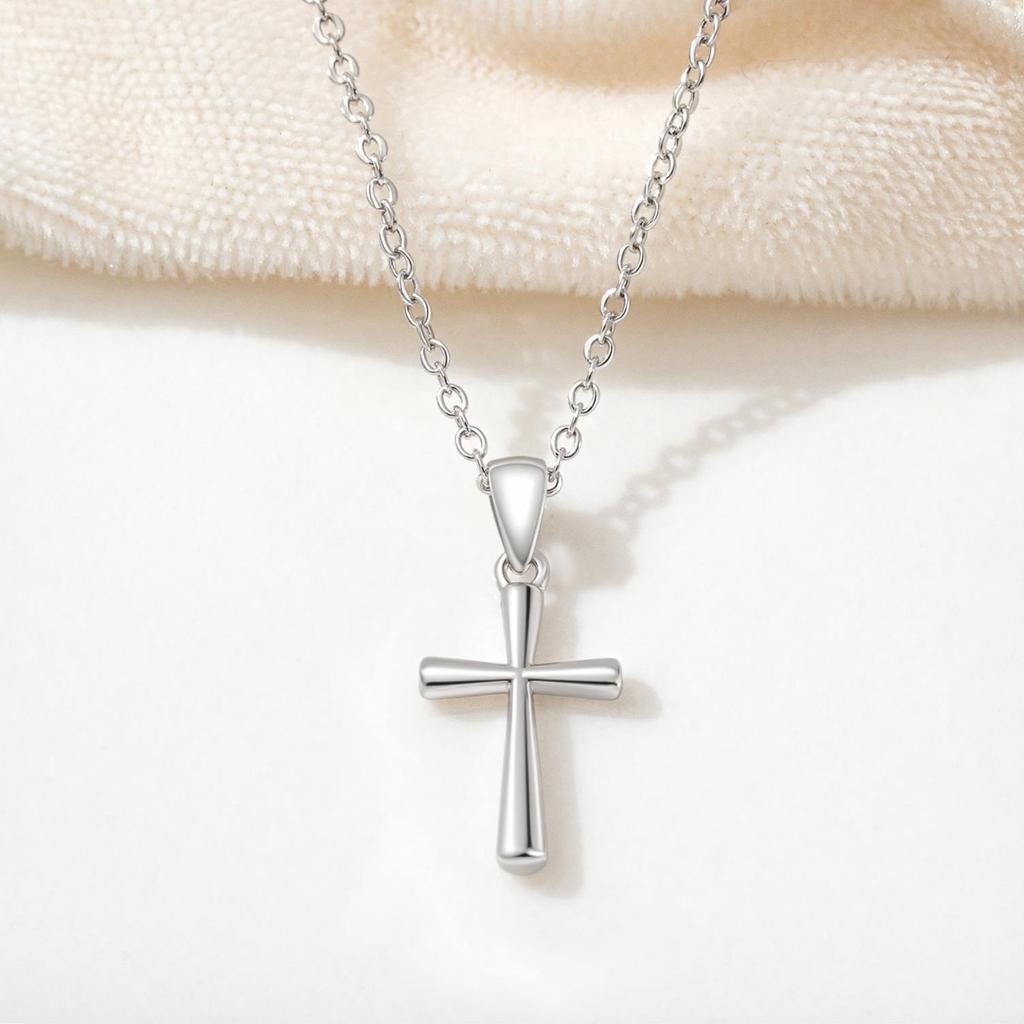 New 925 Sterling Silver Cross Necklace Simple Style Geometric Style Woman Pendant Choker Birthday Gift Exquisite Jewelry