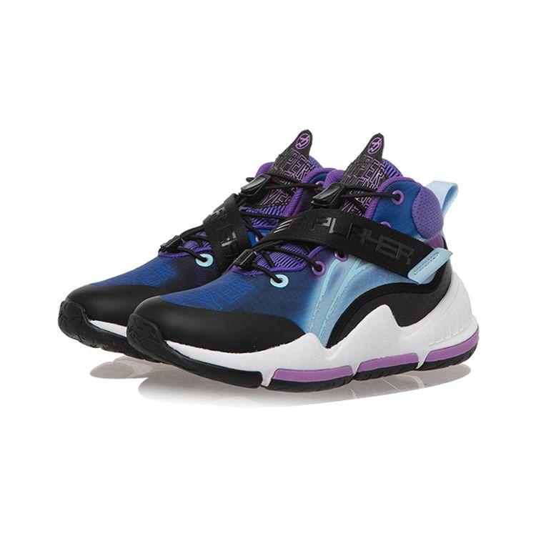 Li Ning Pioneer-Force I TD Shock Absorption Rebound Basketball Shoes Kids Sneakers Black Purple YKBR054-3