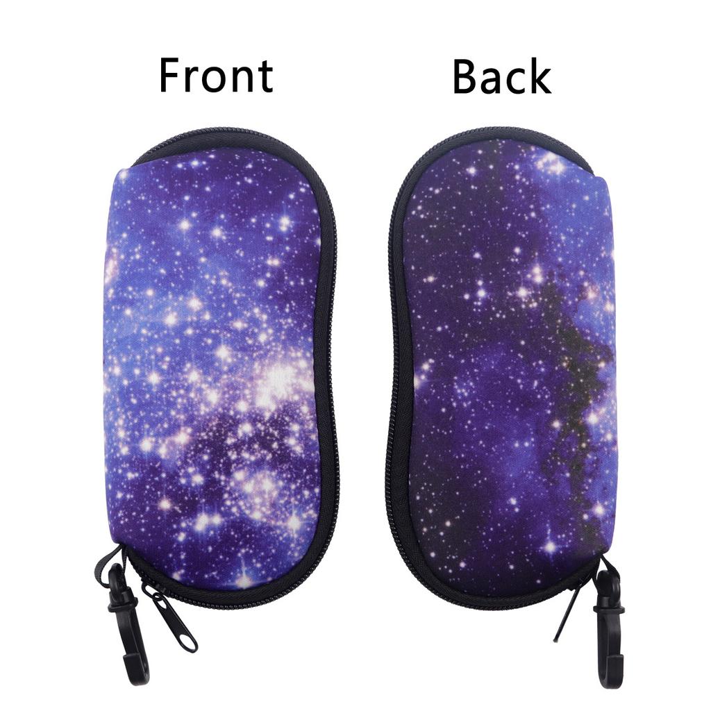Celestial Galaxy Sunglasses Case, Soft Neoprene Glasses Bag With Carabiner, Portable Protective Eyeglass Pouch For Women Men