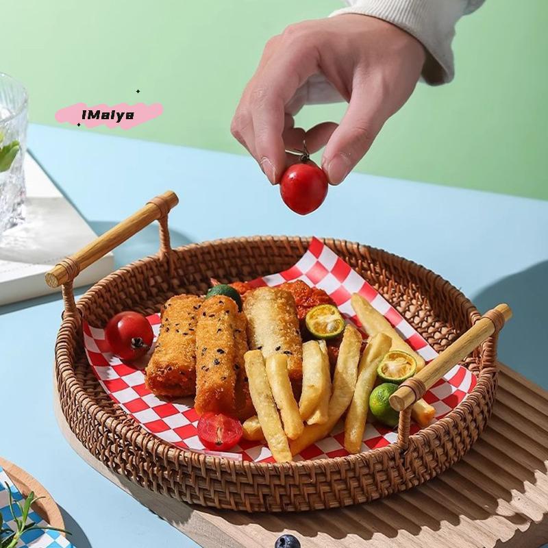 100 Stück 30*30cm Kariertes Lebensmittelgeeignetes Fettpapier Wachspapier zum Einwickeln von Lebensmitteln Korbeinlage Brot Sandwich Burger Pommes Ölbeständiges Papier