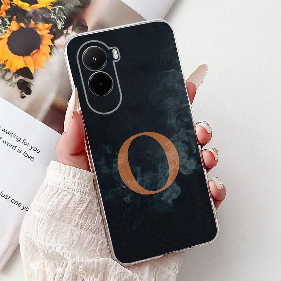For Xiaomi Poco M7 4G Case Cover Transparent Aesthetic A-Z Letters Fashion Flowers Crown Soft Bumper Casing