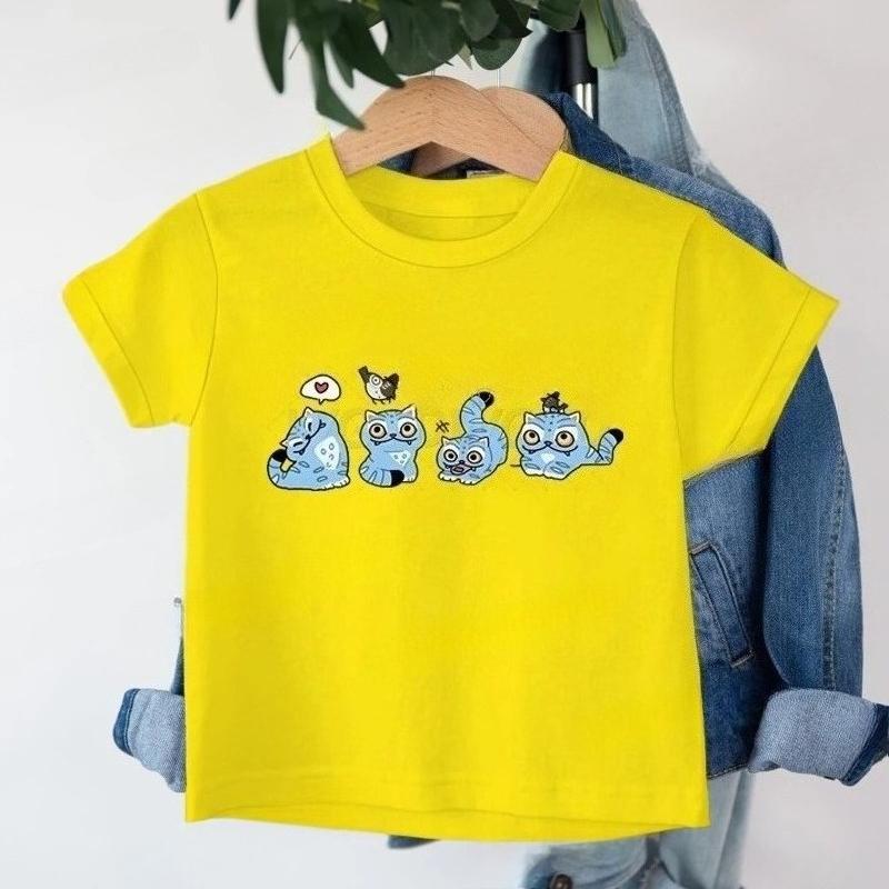 

K-pop Охотники на демонов Футболка Тигр Детская для девочек и мальчиков Новая мультяшная футболка Милый принт тигра Круглый вырез Крутая детская футболка Футболки из фильмов 100