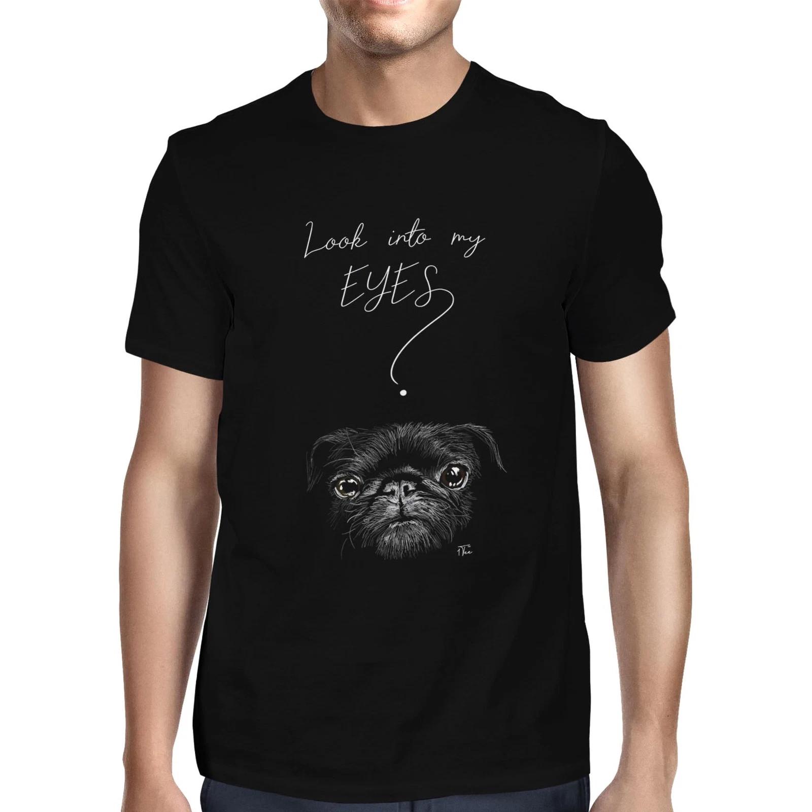 1Tee Mens Look Into My Eyes Pug Dog  T-Shirt M