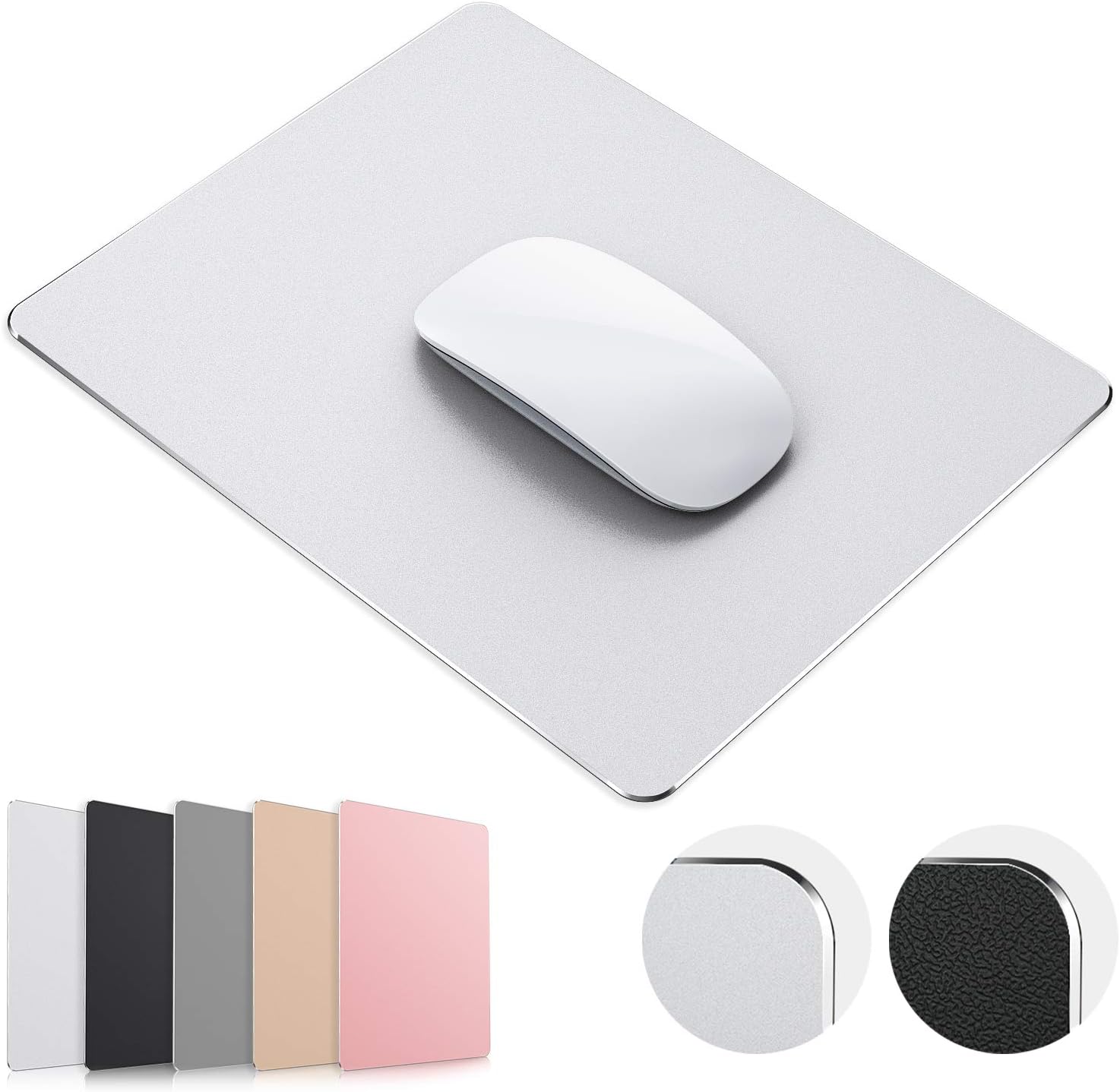 Muismat Zilver Hard Metaal Aluminium Muismat Premium Dubbelzijdig Waterdicht Snelle en Nauwkeurige Controle Muispad voor Kantoor Thuis en Gaming Klein S zilver