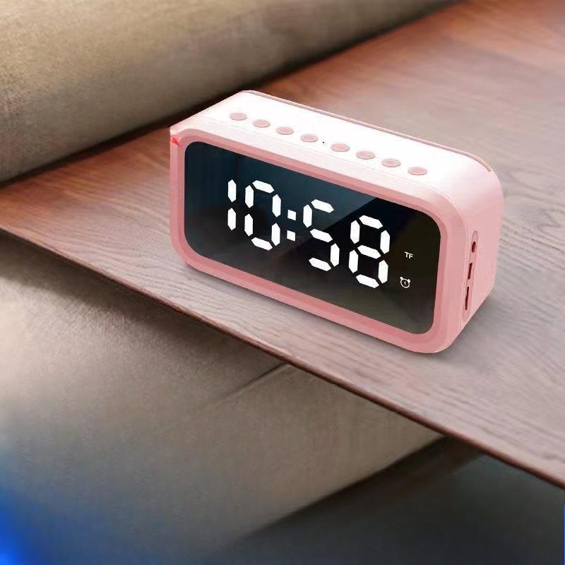Charging Alarm Clock Bluetooth Speaker Radio Mirror Electronic Clock Two Sets of Alarm Clocks
