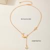 Fashion Gold Silver Color Star Moon Pendant Necklace For Women Simple Metal Long Tassel Cross Chain Necklace Jewelry