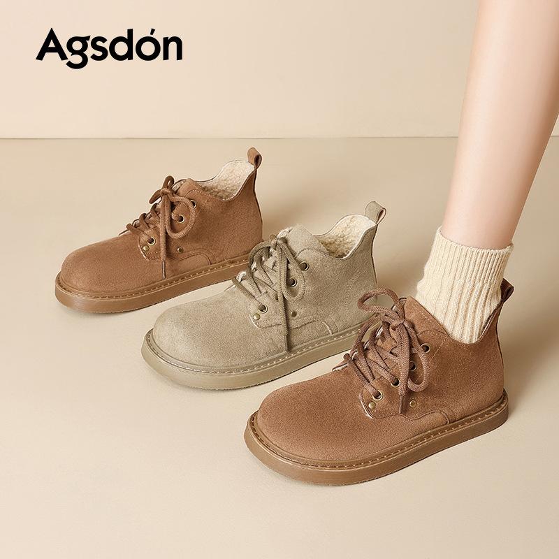 Augustine Fleece Martin Boots Women's 2025 New Platform British Merard Retro Rhubarb Short Boots Snow Boots