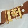 IF ME 5 Pcs/Set Vintage Gold Color Flower Bracelet for Women Fashion Retro Geometric Metal Open Bangle Charm Party Jewelry Gifts