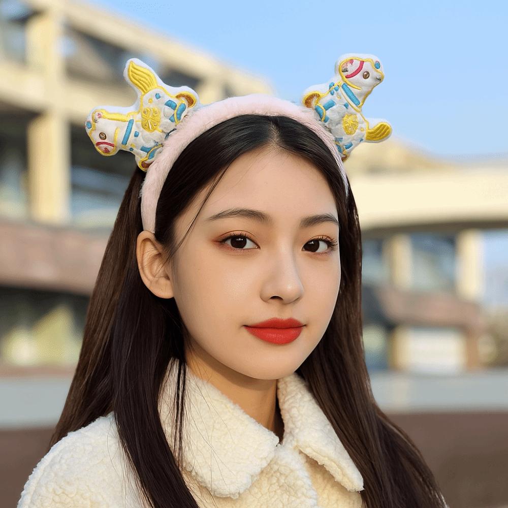 Pony Horse Hair Hoop Mascot New Year Headpiece Creative New Year Headband  Party Decoration