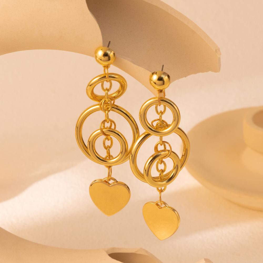 

Elegant Gold Alloy Heart Shaped Dangle Earrings For Women Trendy 2023 Winter Fashion