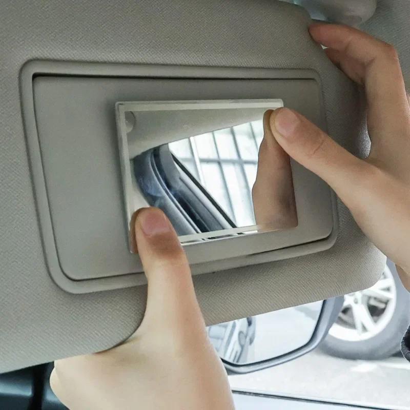 Car Sunshades Stainless Steel Mirror Car Rear Headrest Makeup Tool Portable Anti-drop Mirror Car Sun Visor Metal Makeup Mirrors