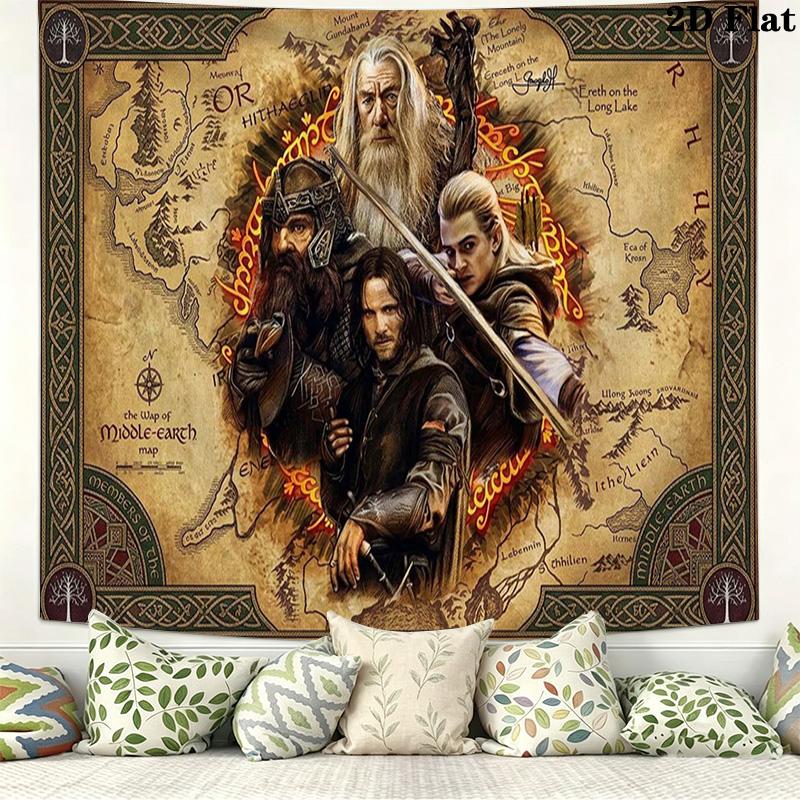 Lord Rings Wall Tapestry Aesthetic Wall Hanging Printed Fabric Blanket Decorative Tapestries for Bedroom Living Room Home Decor