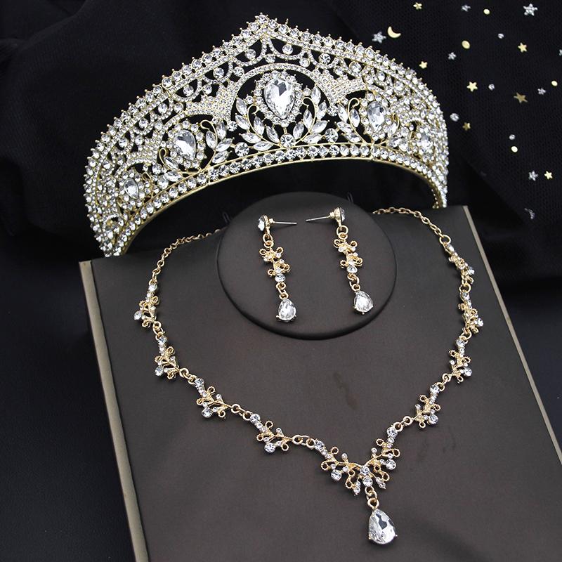 Kvalitní sady korunek pro nevěstu pro ženy diadémy náhrdelník náušnice sada svatebních šatů soupravy svatebních kostýmů příslušenství